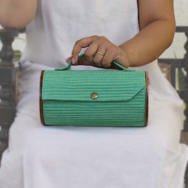 Round Sling Bag/Clutch Single Sleeve (Solid Sea Green)