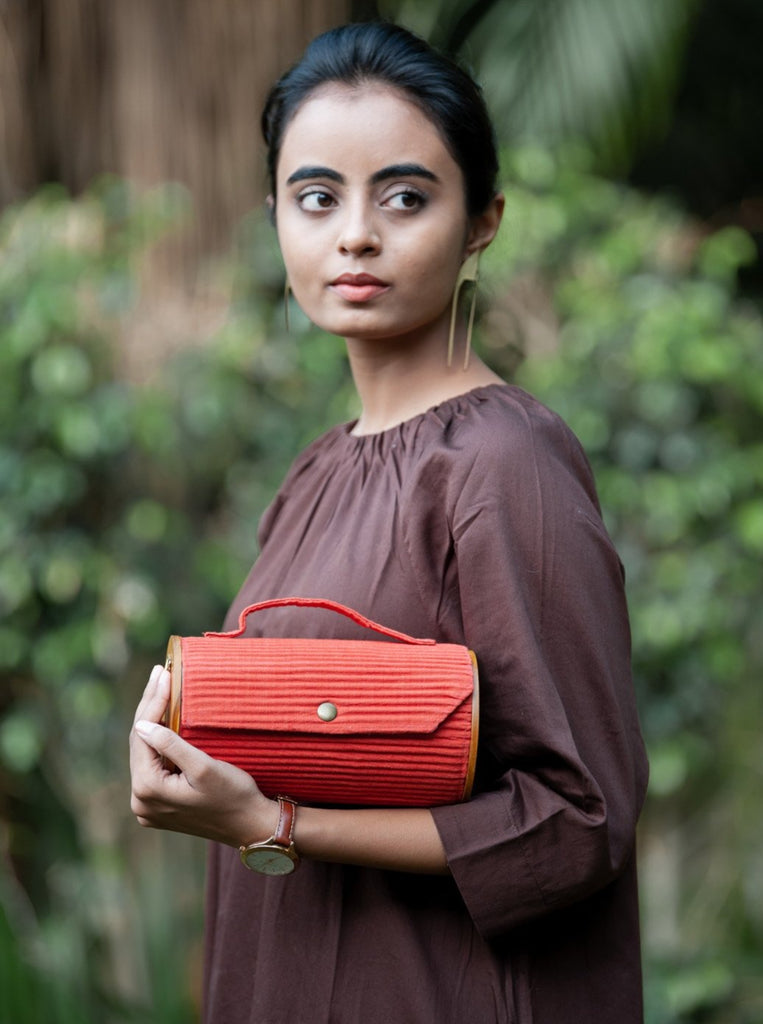 Round Sling Bag/Clutch Single Sleeve (Solid Rust)